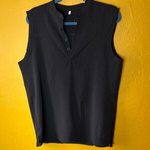 Sleeveless black Tank Top 1/4 button down, women’s size MEDIUM NWOT